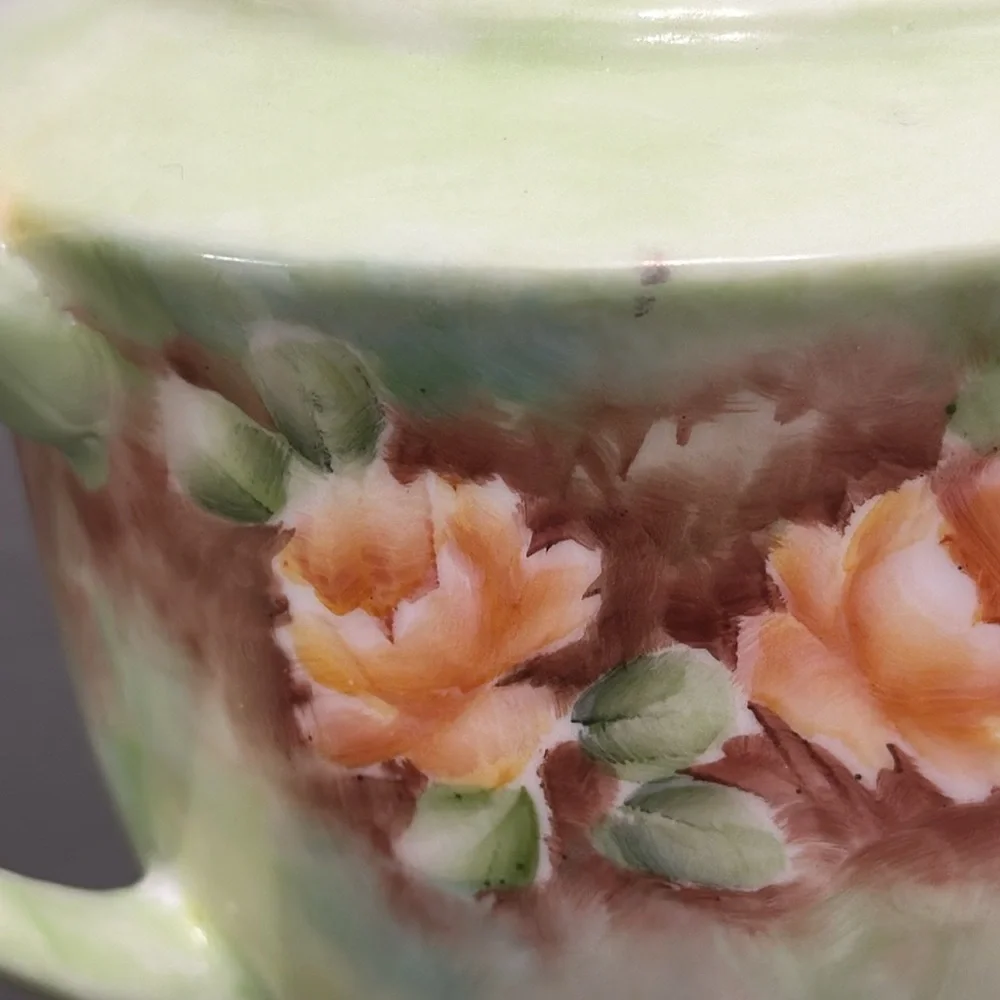 Mint Green Floral Adorned Vintage Creamer Pitcher